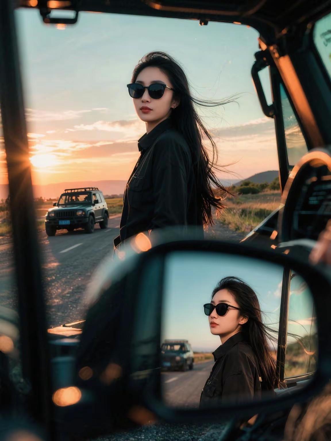 做最酷的女孩 车窗拍照