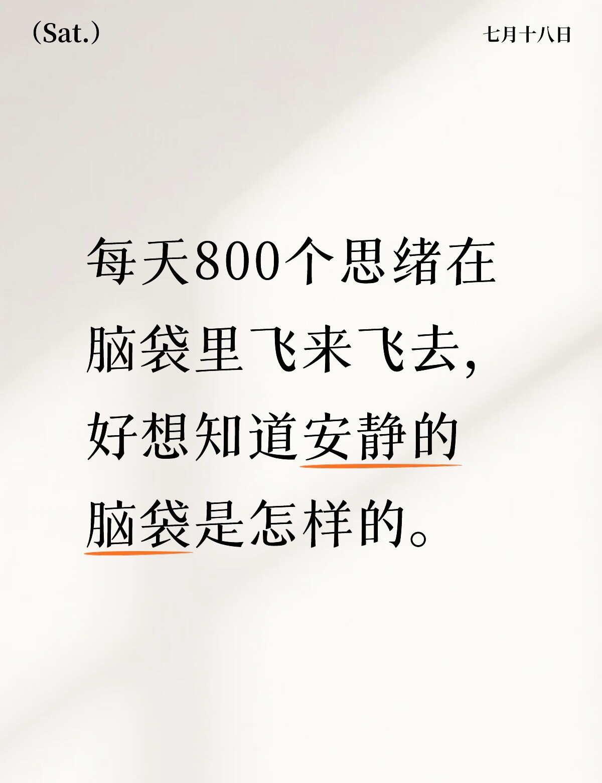 这是为什么，只有我这样吗
每天800个思绪在脑袋里飞来飞去，好想知道安静的脑袋是