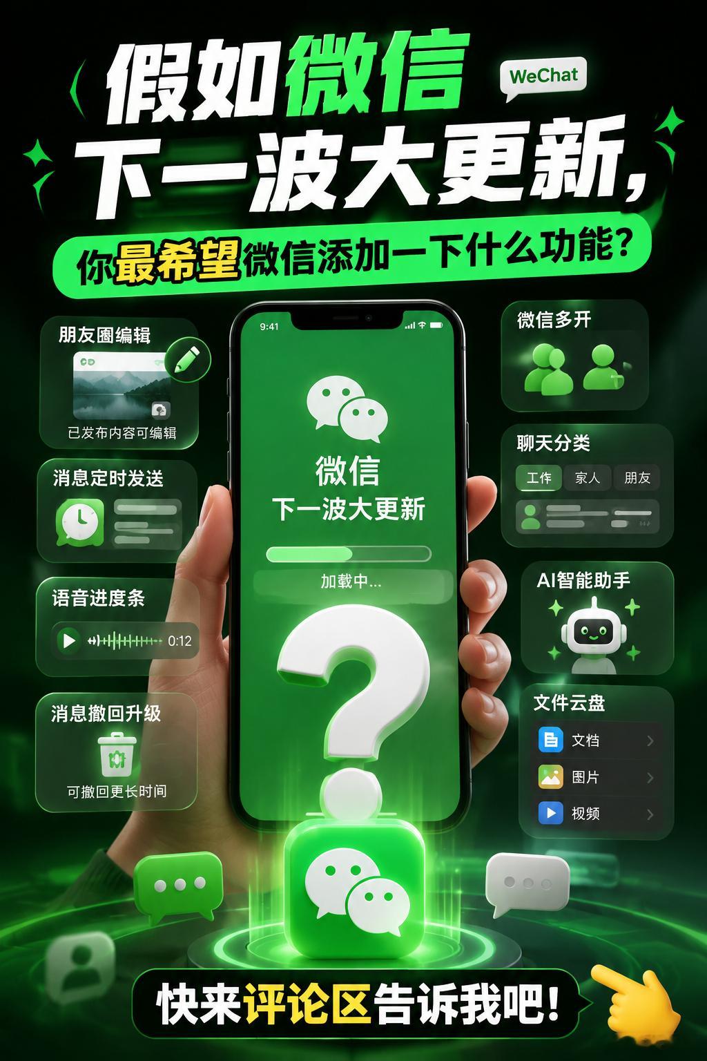 假如微信迎来下一波大更新，你最希望新增什么功能？ 