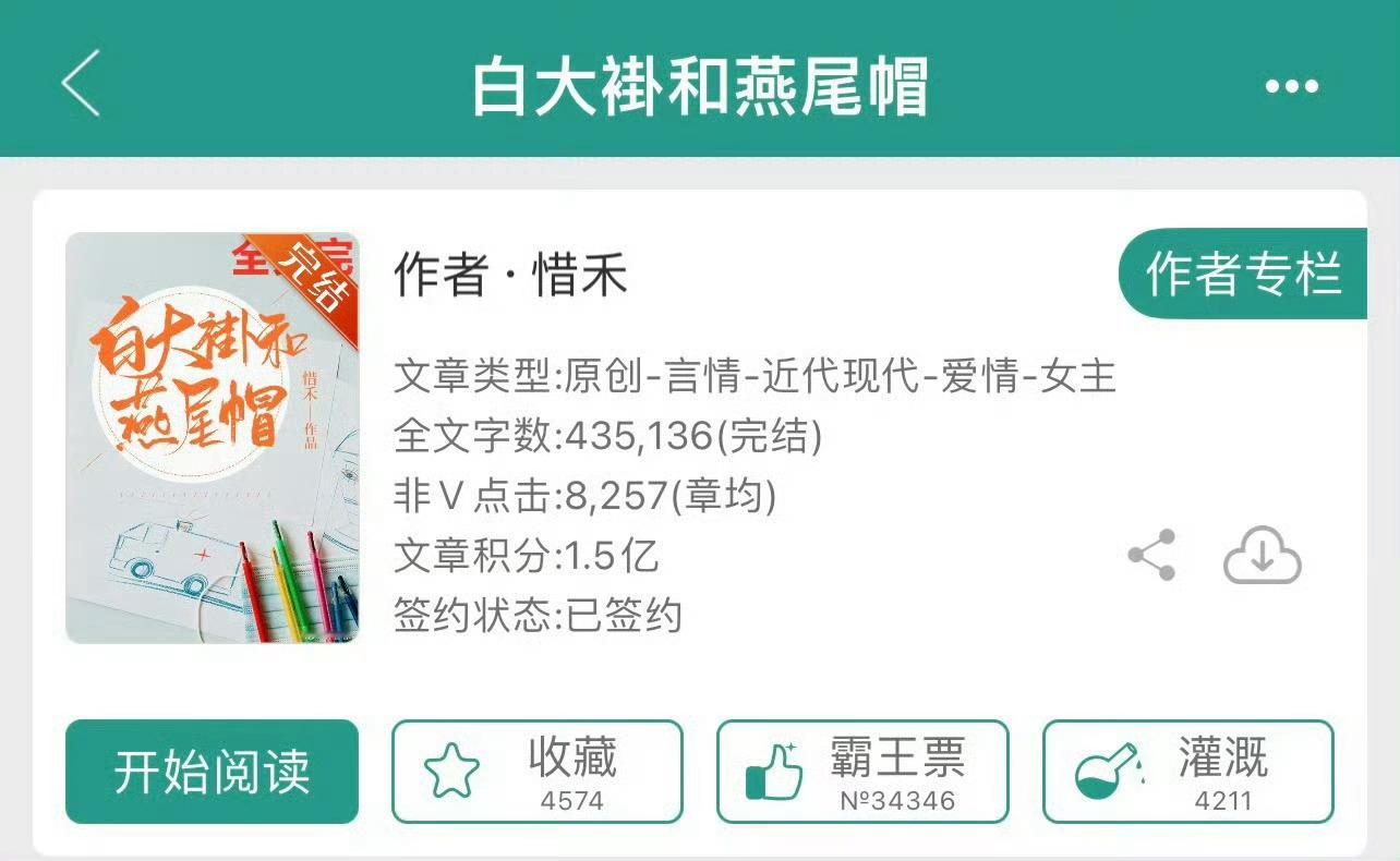 小说推荐：《白大褂和燕尾帽》 作者:惜禾简评：白富美小护士vs高岭之花医生，暗恋