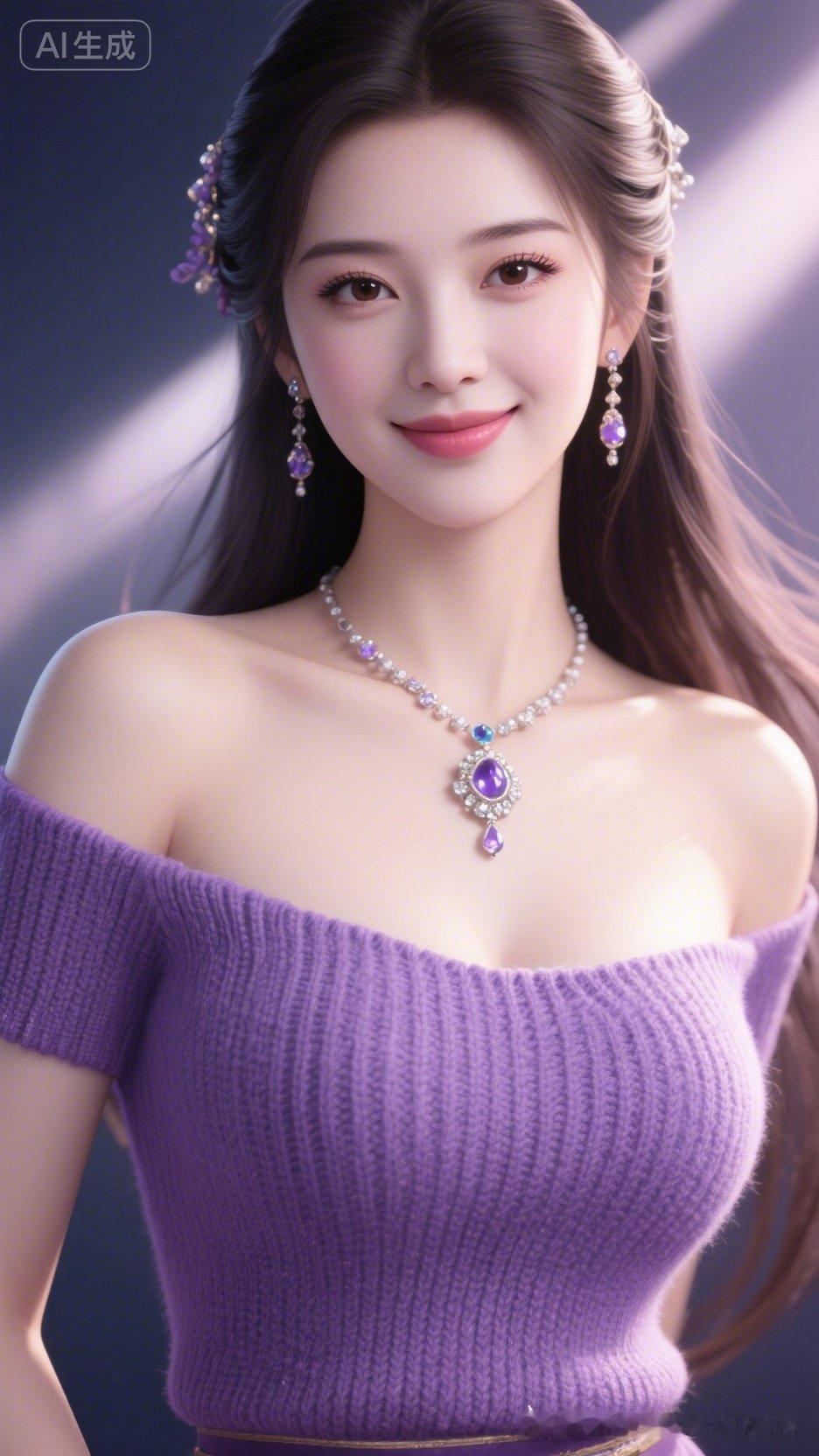 梦幻紫色毛衣，甜美公主风，尽显优雅气质！💖✨
