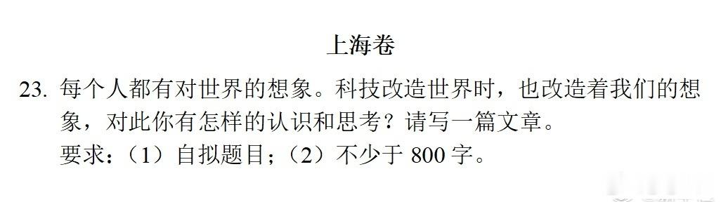 高考作文今年上海卷的作文挺好写的，只要对科技感兴趣的同学都可以言之有物，关键就看