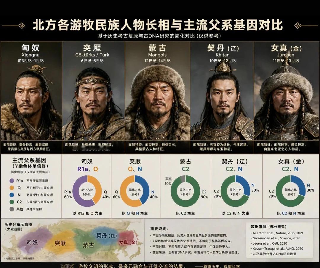 你敢信，契丹和女真才是真正的近亲共祖。
    父系基因数据显示匈奴以R1a、Q