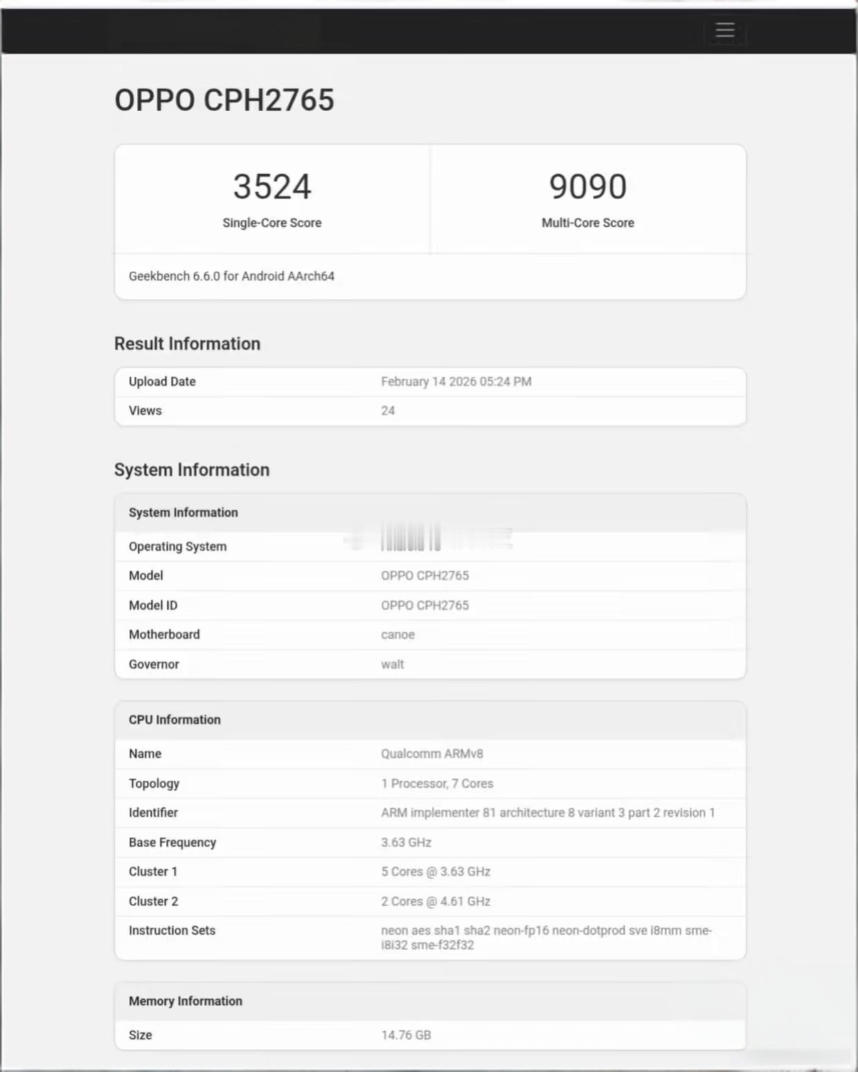 OPPO Find N6国际版悄悄登上Geekbench数据库，成为首款搭载7核