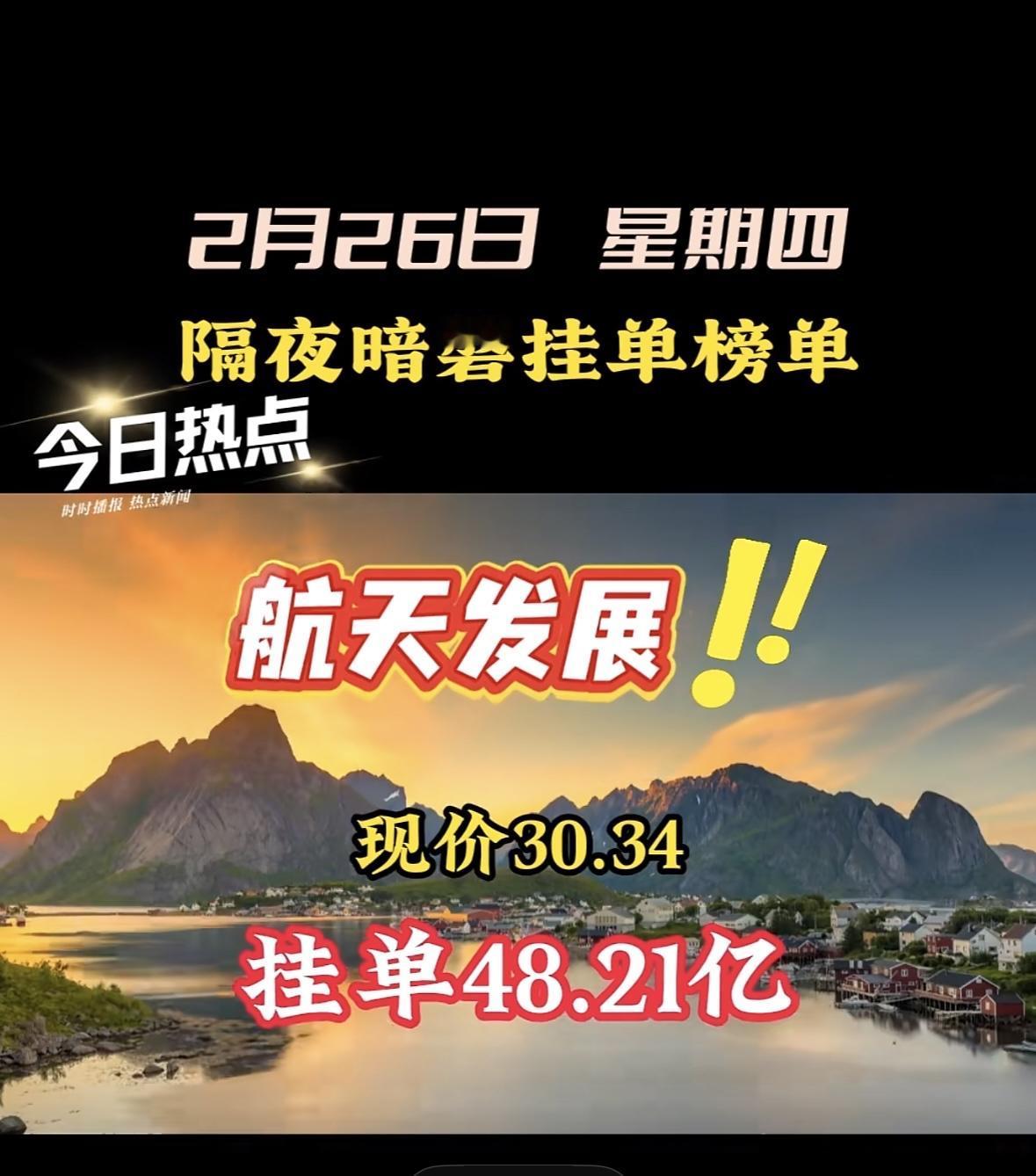 2月26日暗盘隔夜挂单风语筑今日热销18.43亿，现价12.97，不容错过！🔥
