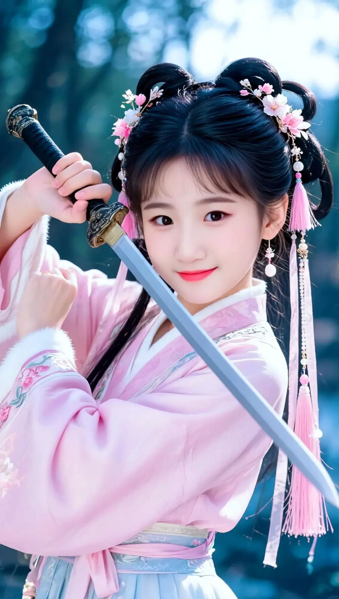 AI粉衣侠女写真 ai创作