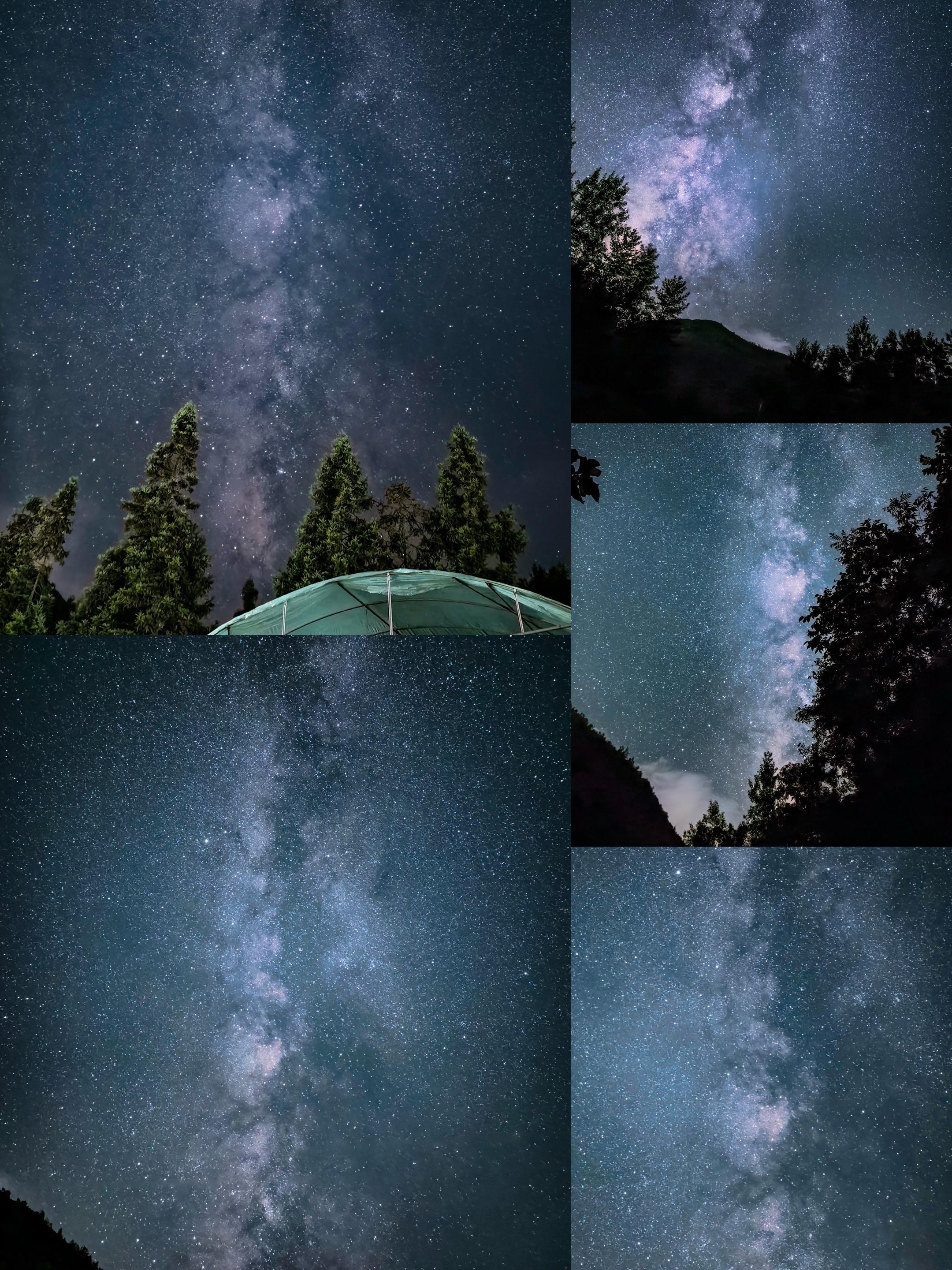 虽然没有拍到流星雨，却邂逅漫天璀璨银河。有所失，亦有所得。山野深夜，星...