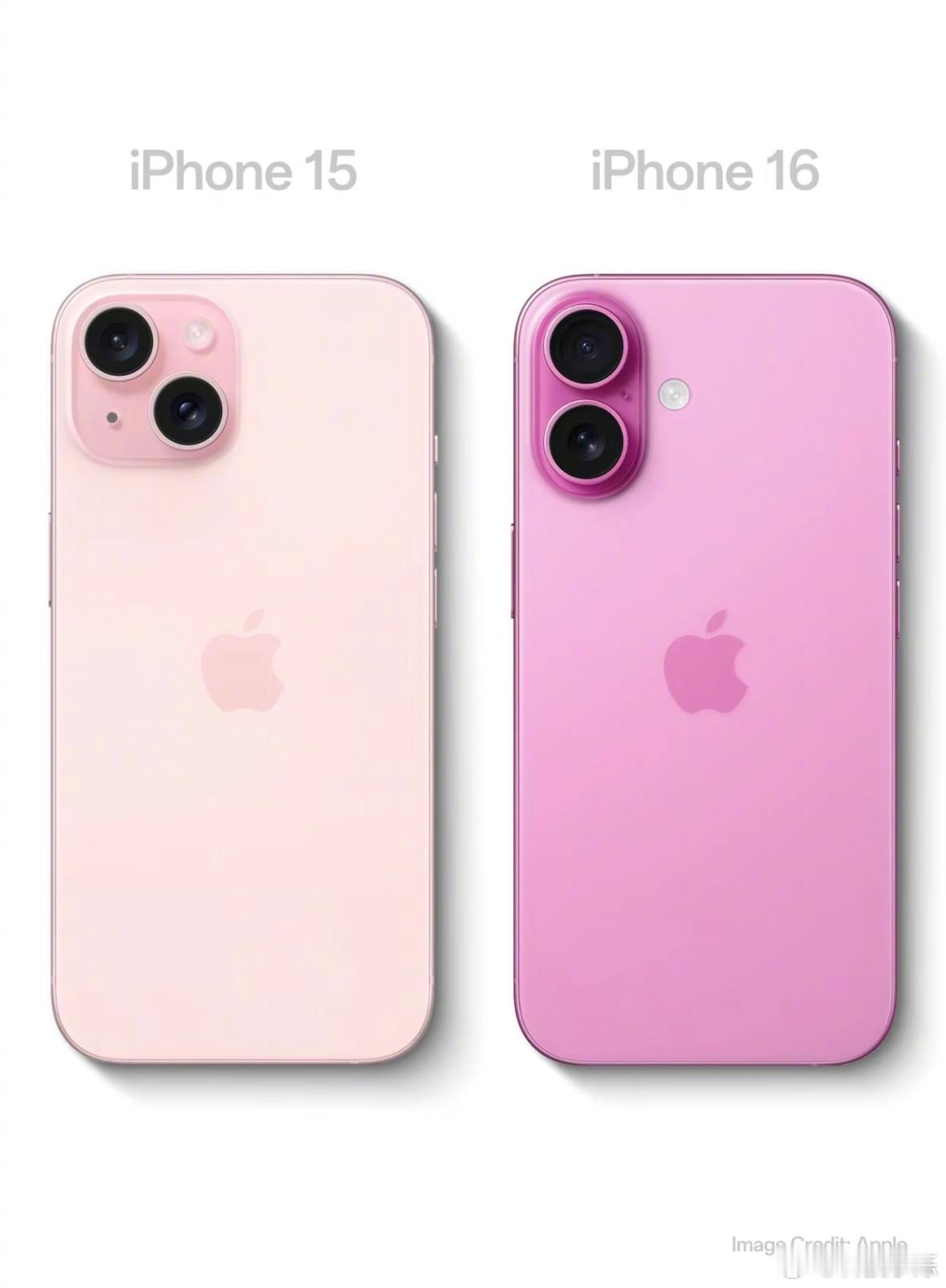 iPhone15的粉色还算很控制，淡淡的能接受，iPhone16的这个粉就有点太