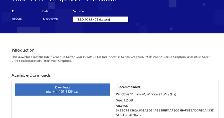 英特爾發Arc顯卡32.0.101.8425驅動，支持《明日方舟 : 終末地》