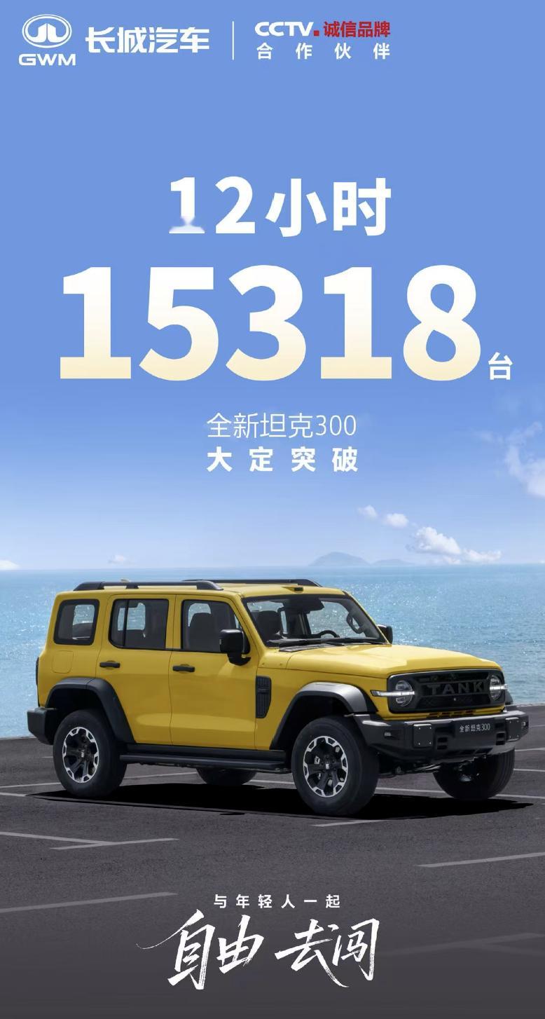 12小时大定破15318台，全新坦克300这吸引力确实够足的。升级点不少，有长轴
