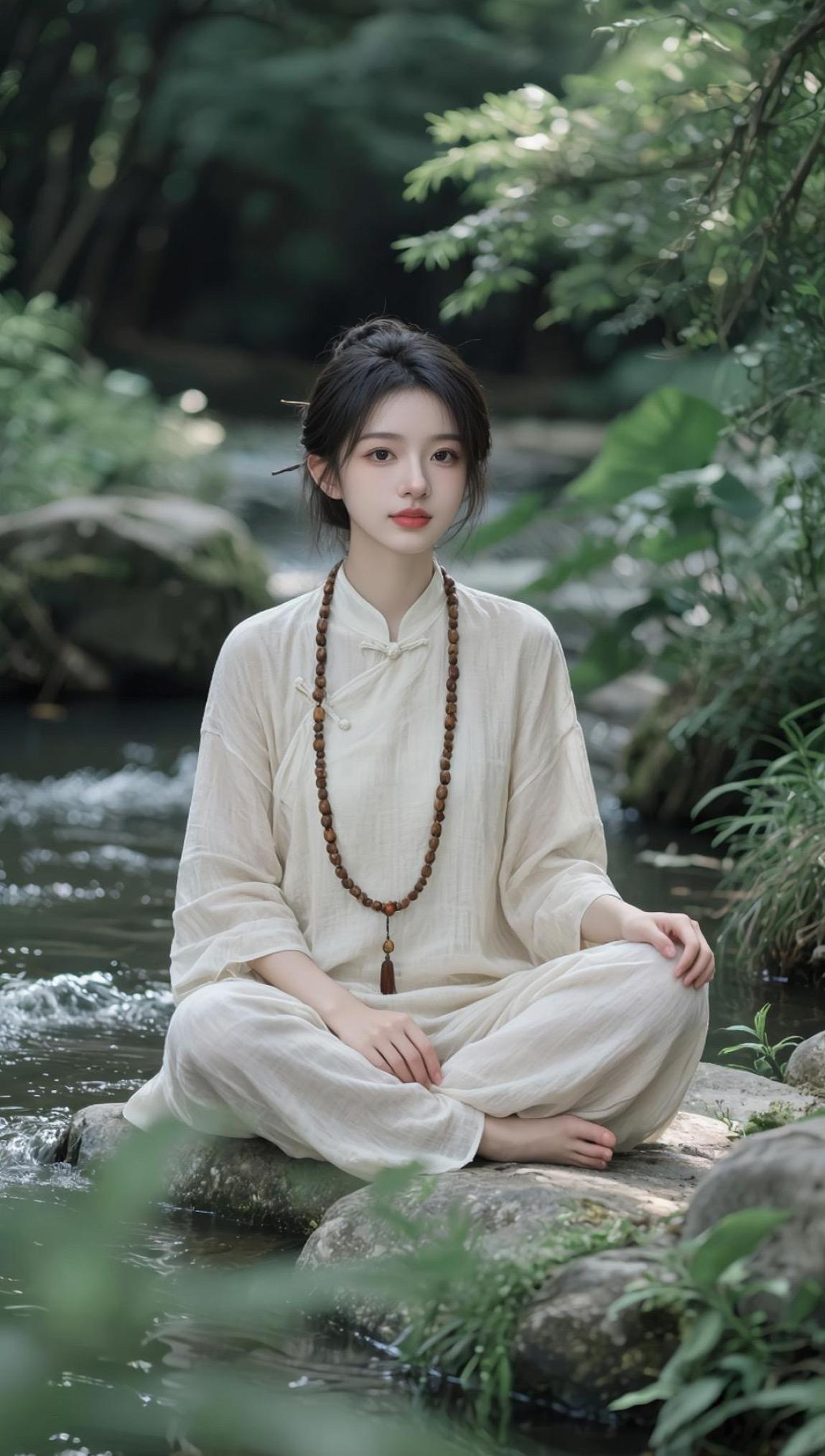 今天我用AI创作了张禅意写真，大家觉得怎么样？