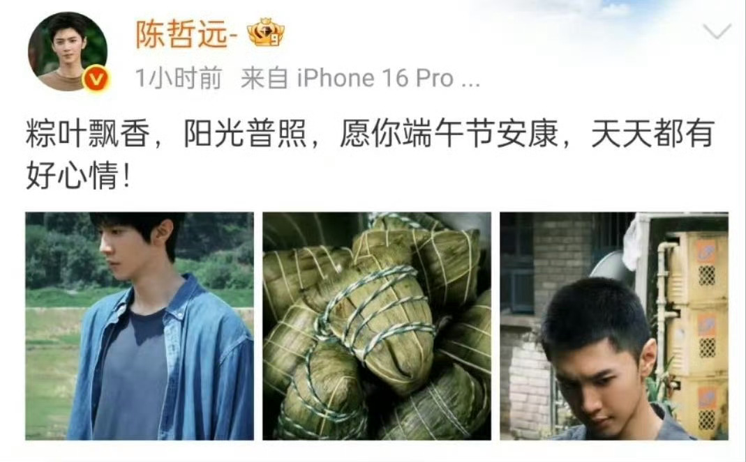陈哲远在哪复制的文案，“粽叶飘香，阳光普照”，这文案很有氛围感，陈哲远是懂端午的