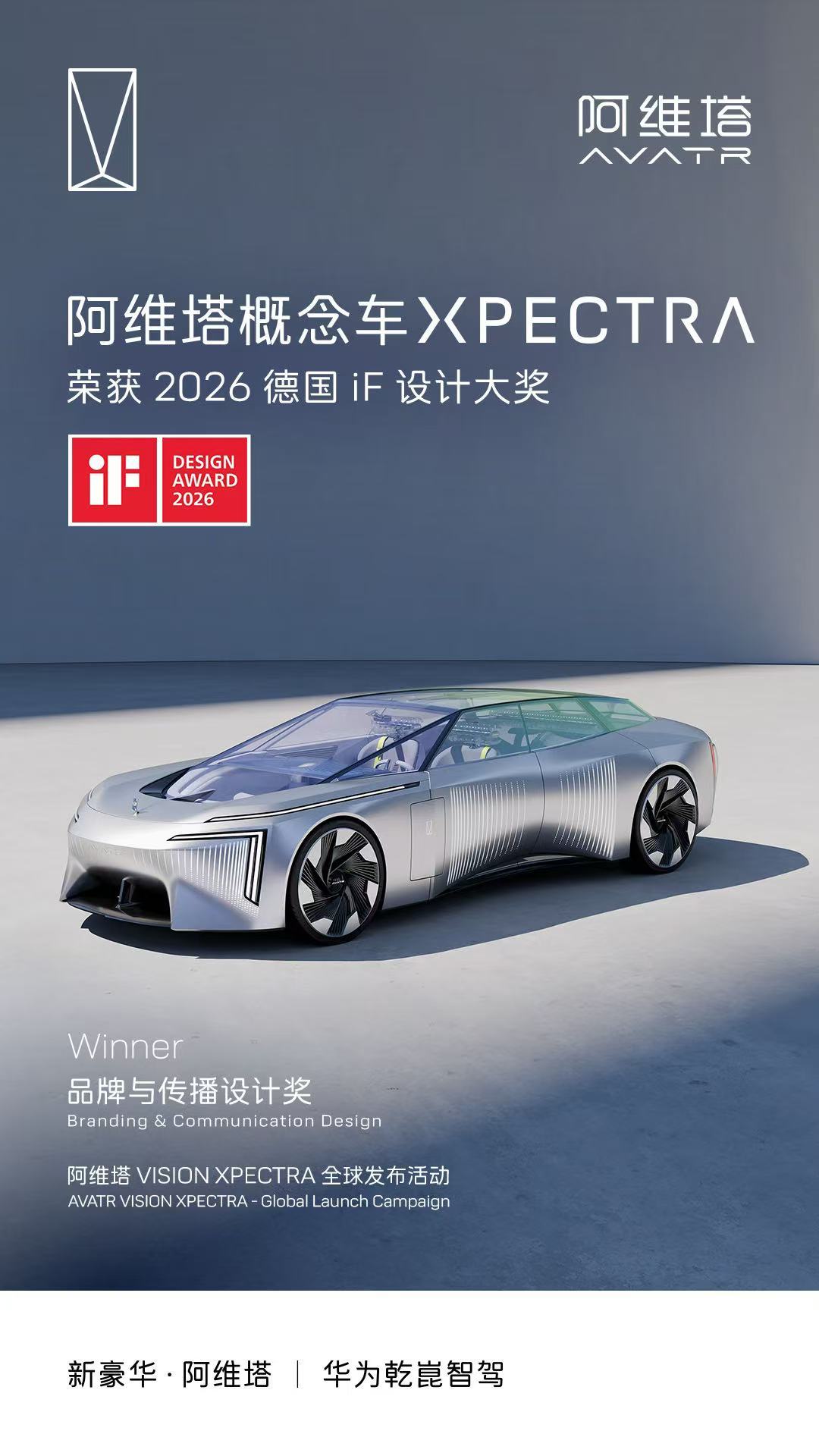 朋友们阿维塔概念车XPECTRA 和阿维塔06，一起荣获三项iF设计大奖，这波设