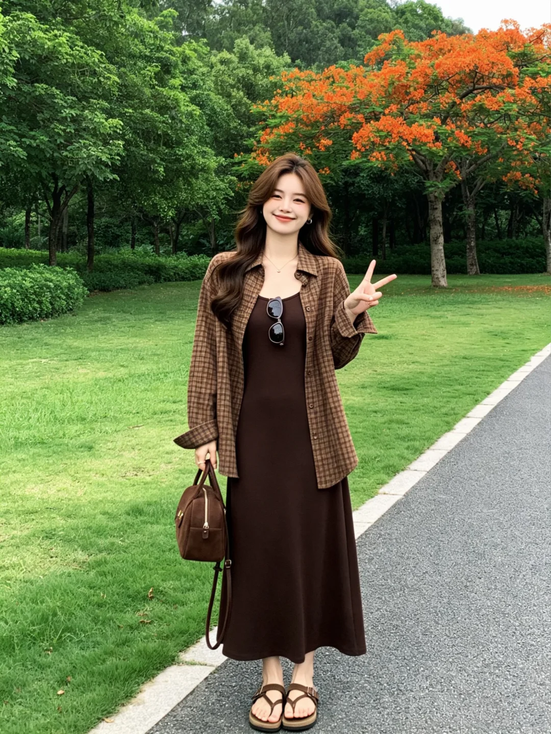 今天是复古的棕色系穿搭🍂