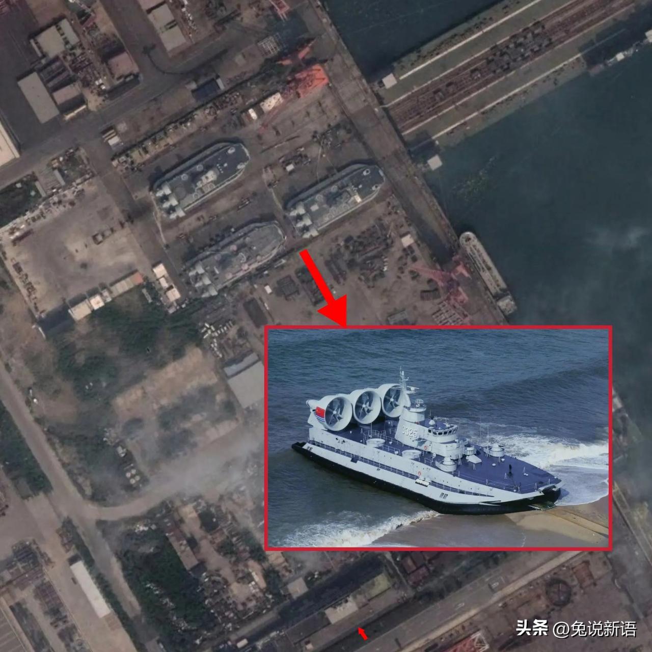 近期，三艘即将完工的“野牛”大型气垫船在船厂中被发现，引发外界关注。
它的最大时