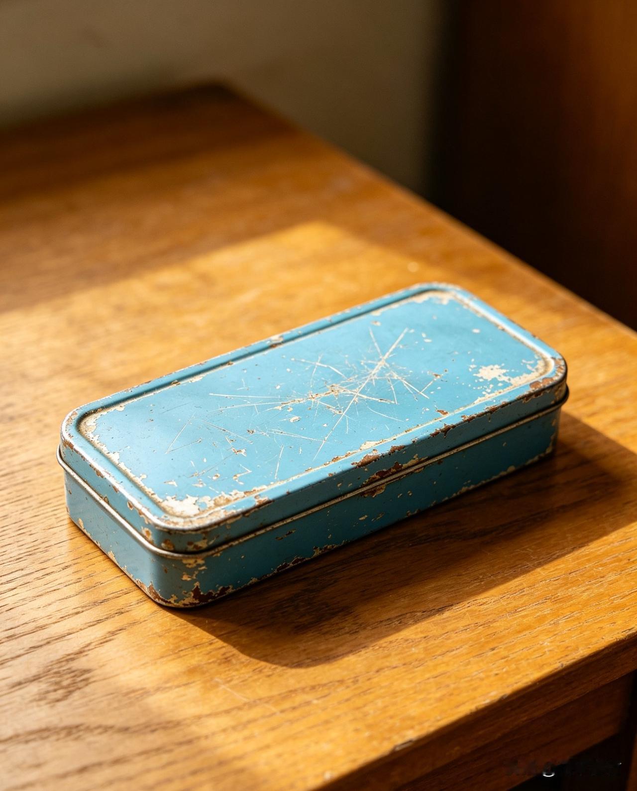 在我的书桌抽屉里，珍藏着一个老式铁皮文具盒，它是我童年最珍贵的宝物，也是我用心守