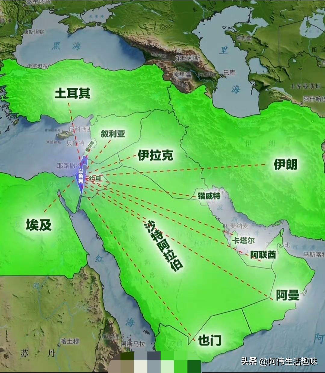 看了地图才知道以色列这个国家面积这么小，在整个中东版块来说，它的啥战斗力为啥这么