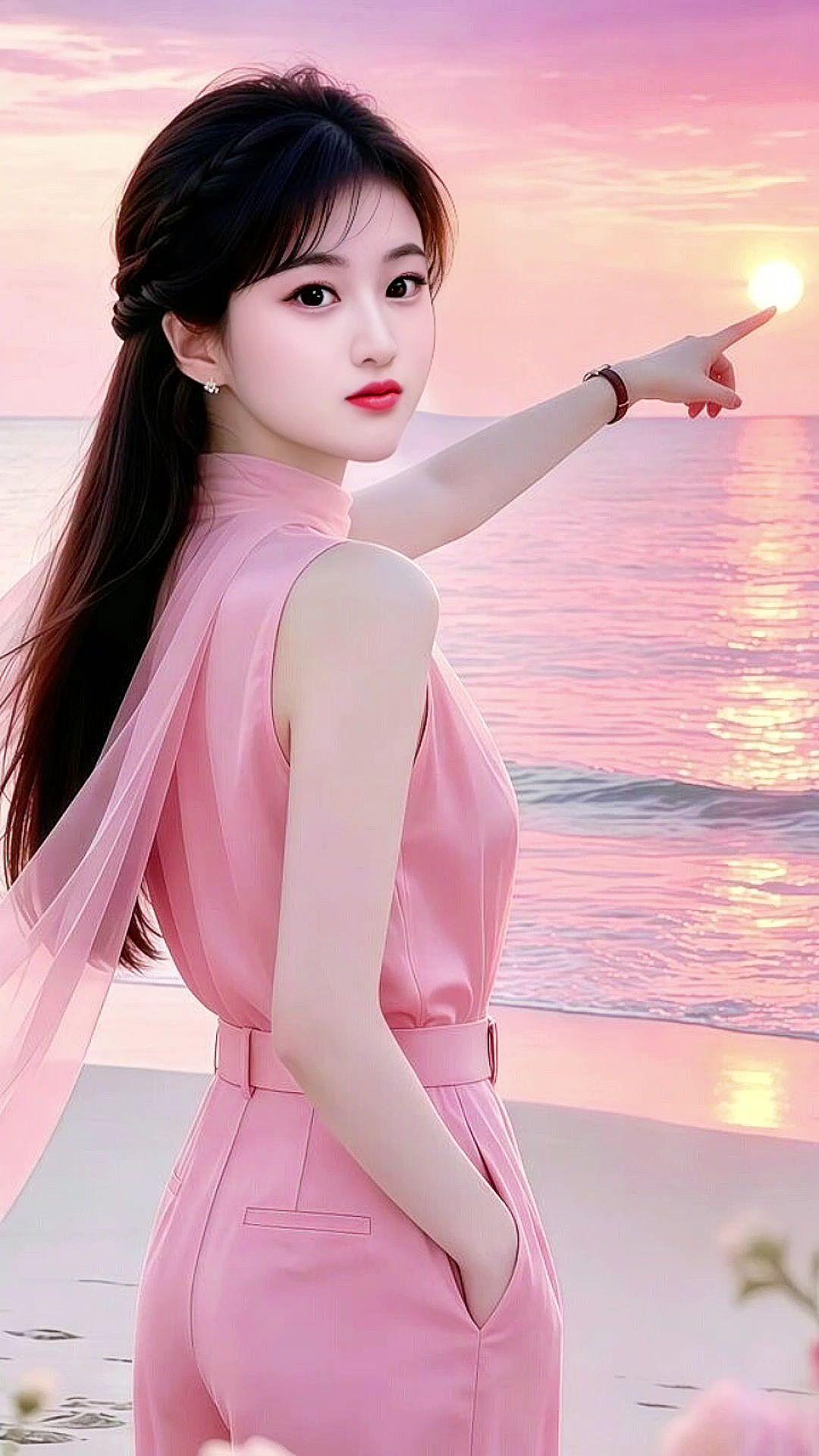 天空海边唯美画中画 海边拍照氛围感 海边美女的魅力 优雅气质 美景佳人