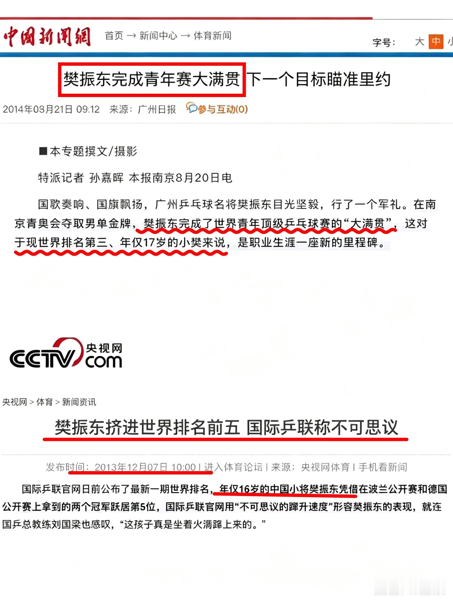 请大声告诉我樊振东多少岁就完成了大满贯成就？（青年赛） 