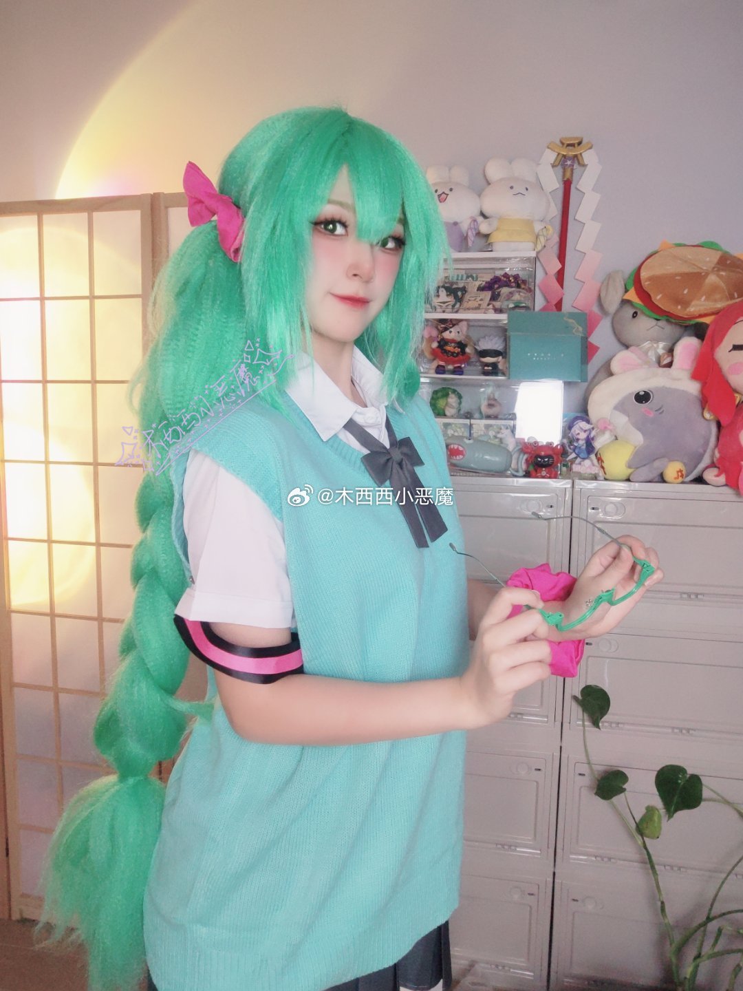 #cosplay[超话]##初音未来# 哦哈哟！学妹！Miku16周年景品的校服