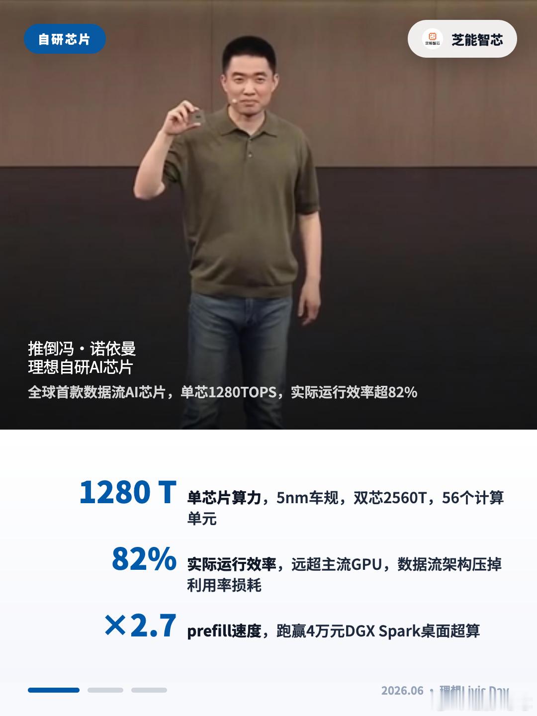 理想 Livis Day 发布自研马赫 M100 数据流 AI 芯片，跳出沿用 