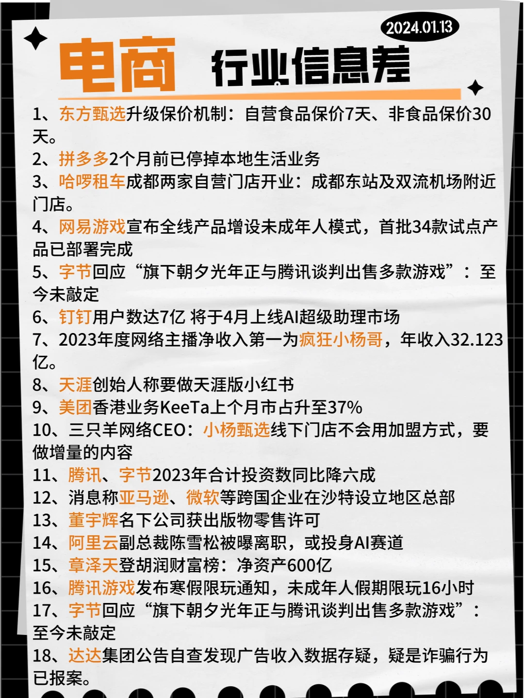 【电商】行业信息差