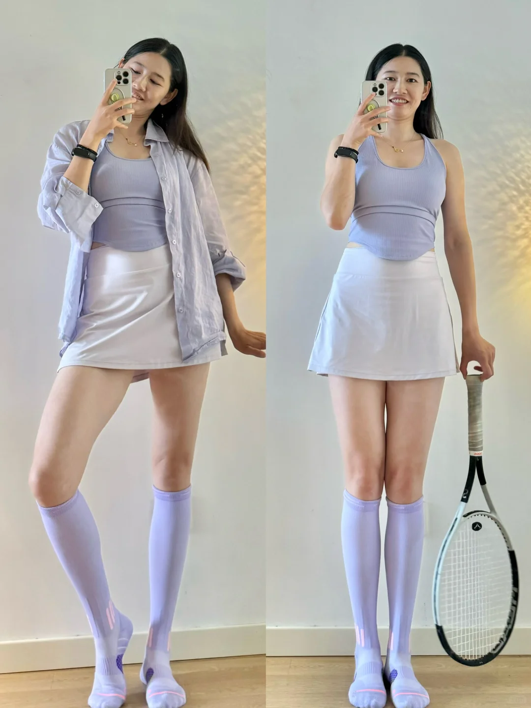 💜💜💜绝了，马卡龙紫色网球服在室外🎾好美