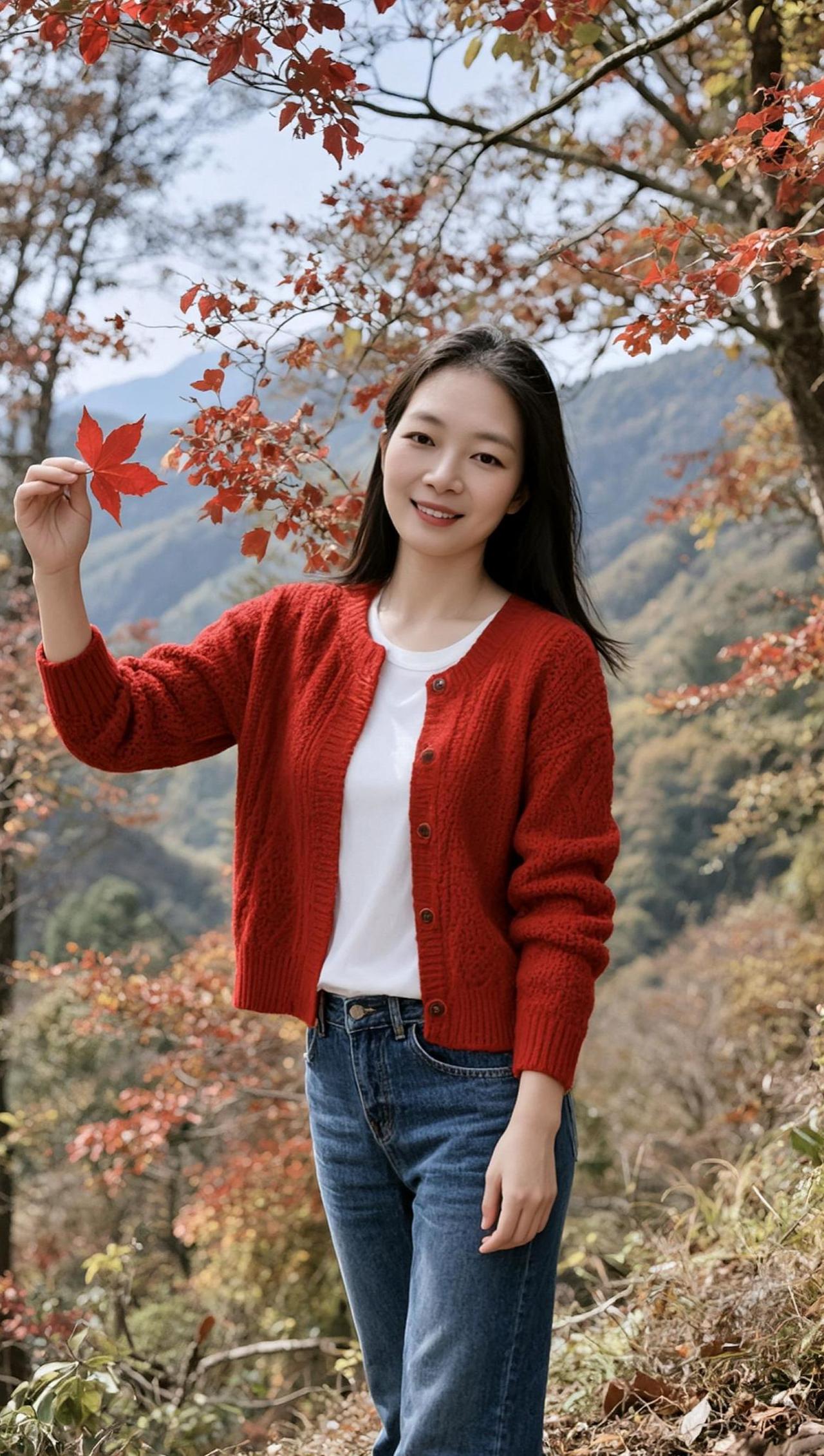 AI秋景生活照 甜系女孩 清纯甜美时尚穿搭抖音玩法合伙人计划