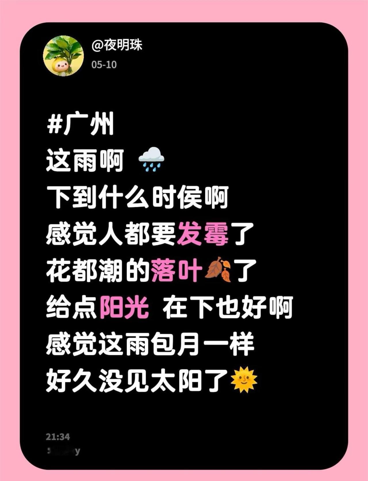 🌧下到什么时侯啊感觉人都要发霉了花都潮的落叶🍂了给点阳光 在下也好啊感觉这雨