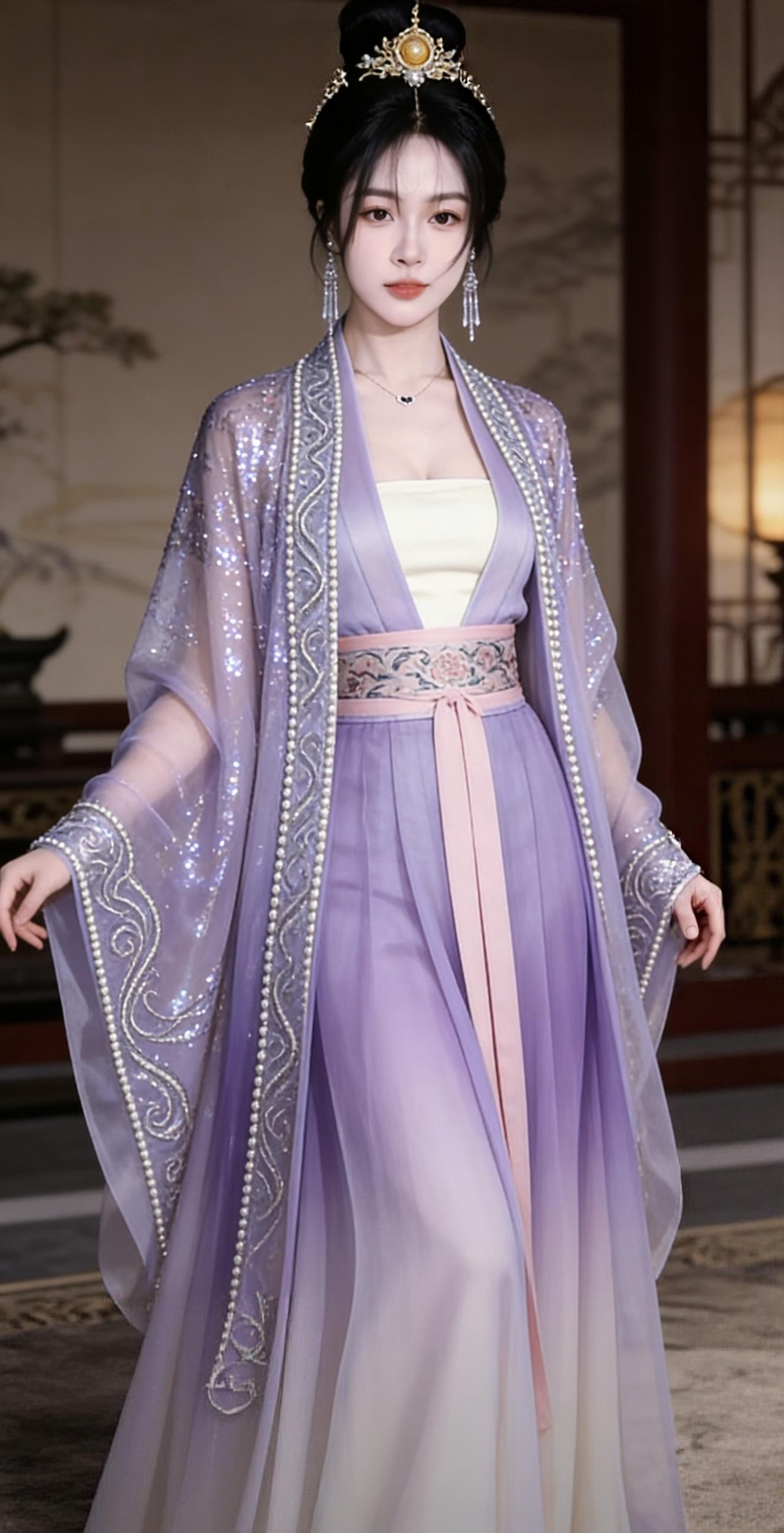 恰似古画里面，走出来的美女。
国风古代美人 穿越千年的美女