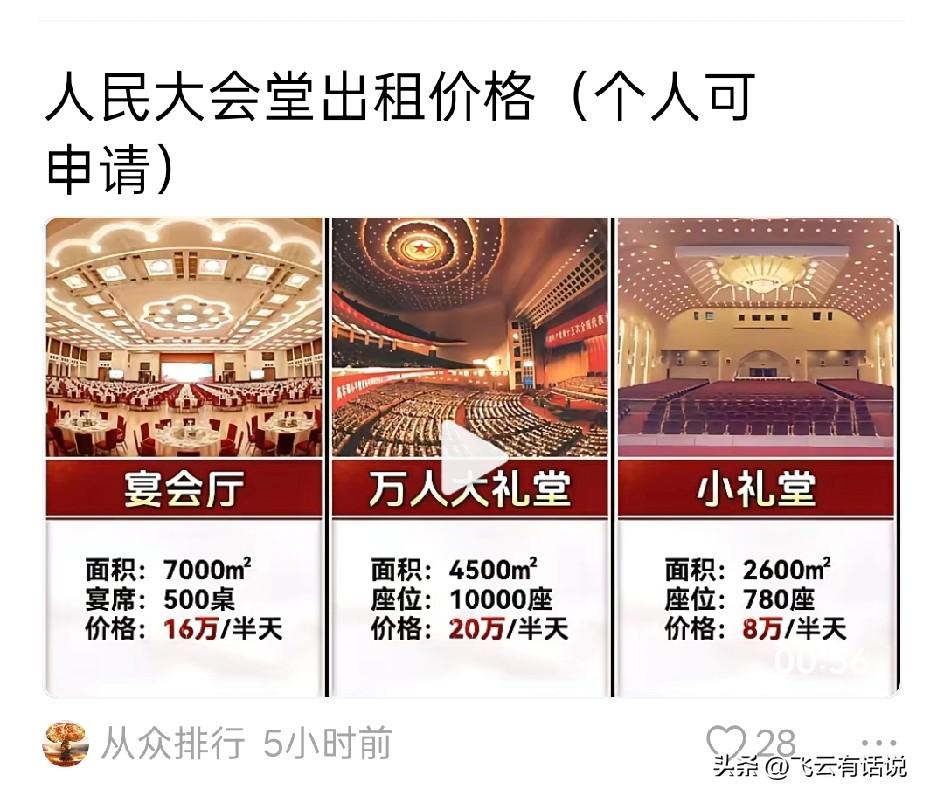 第一次知道人民大会堂的各厅可以出租
也就是说花钱就可以在里面办个人的私事或者企业