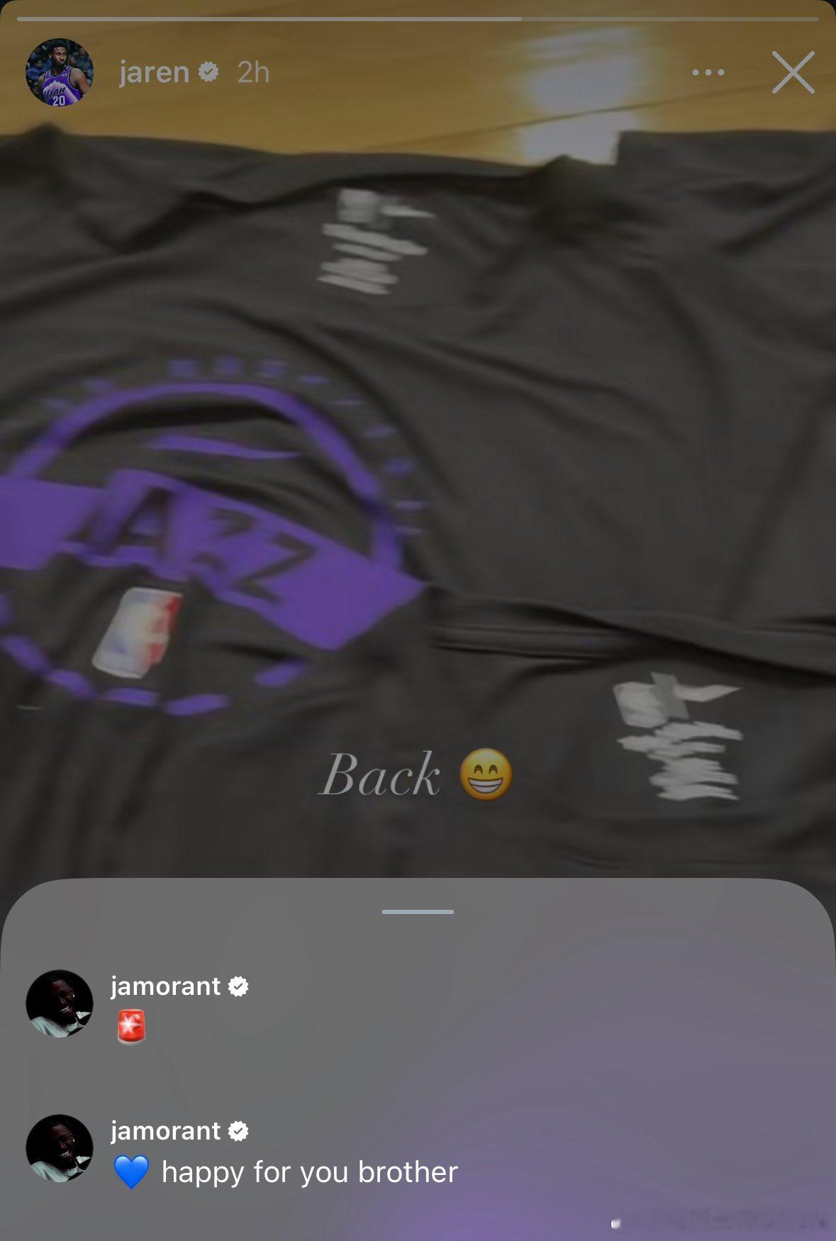 3J回归训练，莫兰特评论：为你感到高兴！3J之前接受手术，移除了左膝的一处增生组