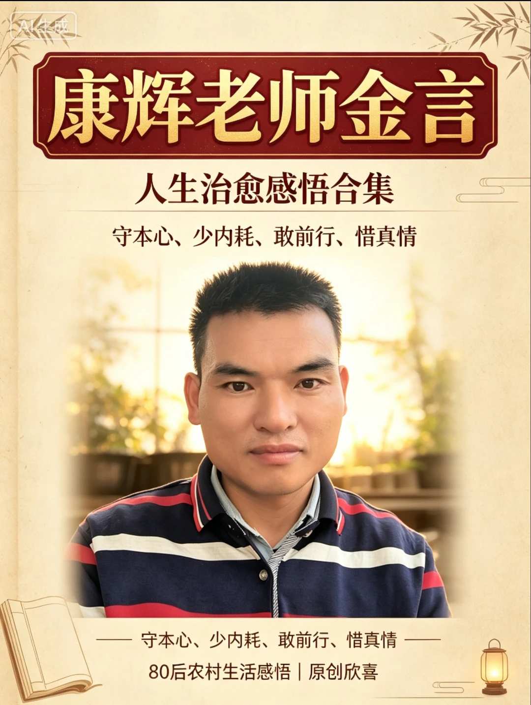 康辉老师的治愈金言：接受自己平凡绝不放弃努力心怀底气不负自己这句话送给...