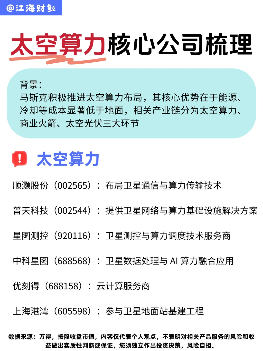 🔥太空算力核心公司梳理