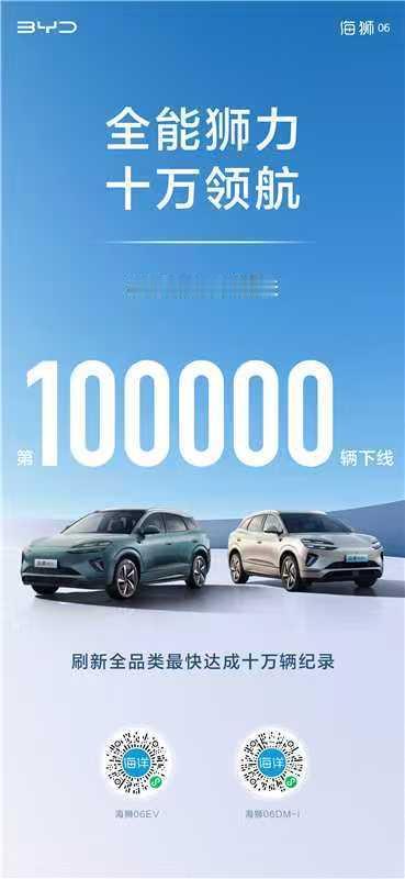 10月31日，比亚迪海洋网旗下“高能超享SUV”海狮06在上市第一百天，正式迎来