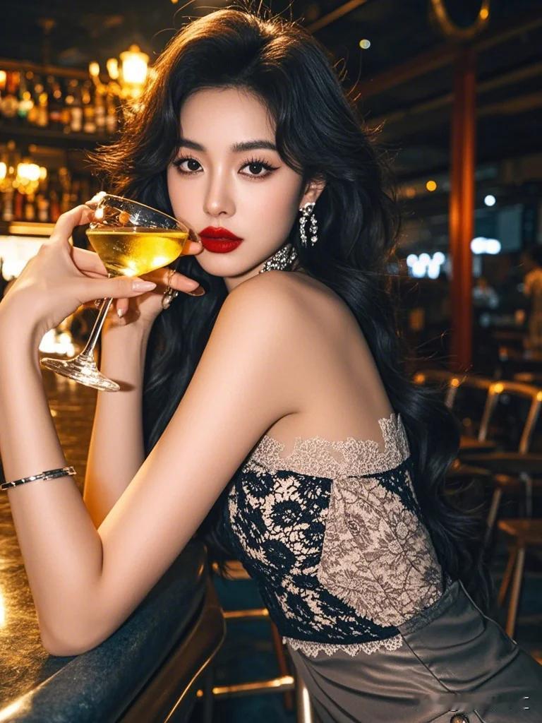 在这寂静的角落，昏黄的灯光洒在她身上，勾勒出她那略显落寞的身影。她手中的杯子，似