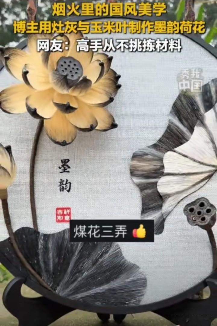 上新华社了！河南一博主用玉米皮烧水做饭，看到灶坑被烧的附有一层黑灰，突然脑洞大开