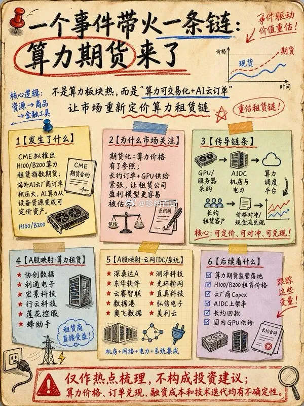 🔥算力期货要来啦！一个消息，直接带火整条算力租赁产业链家人们，最近有个重磅消息