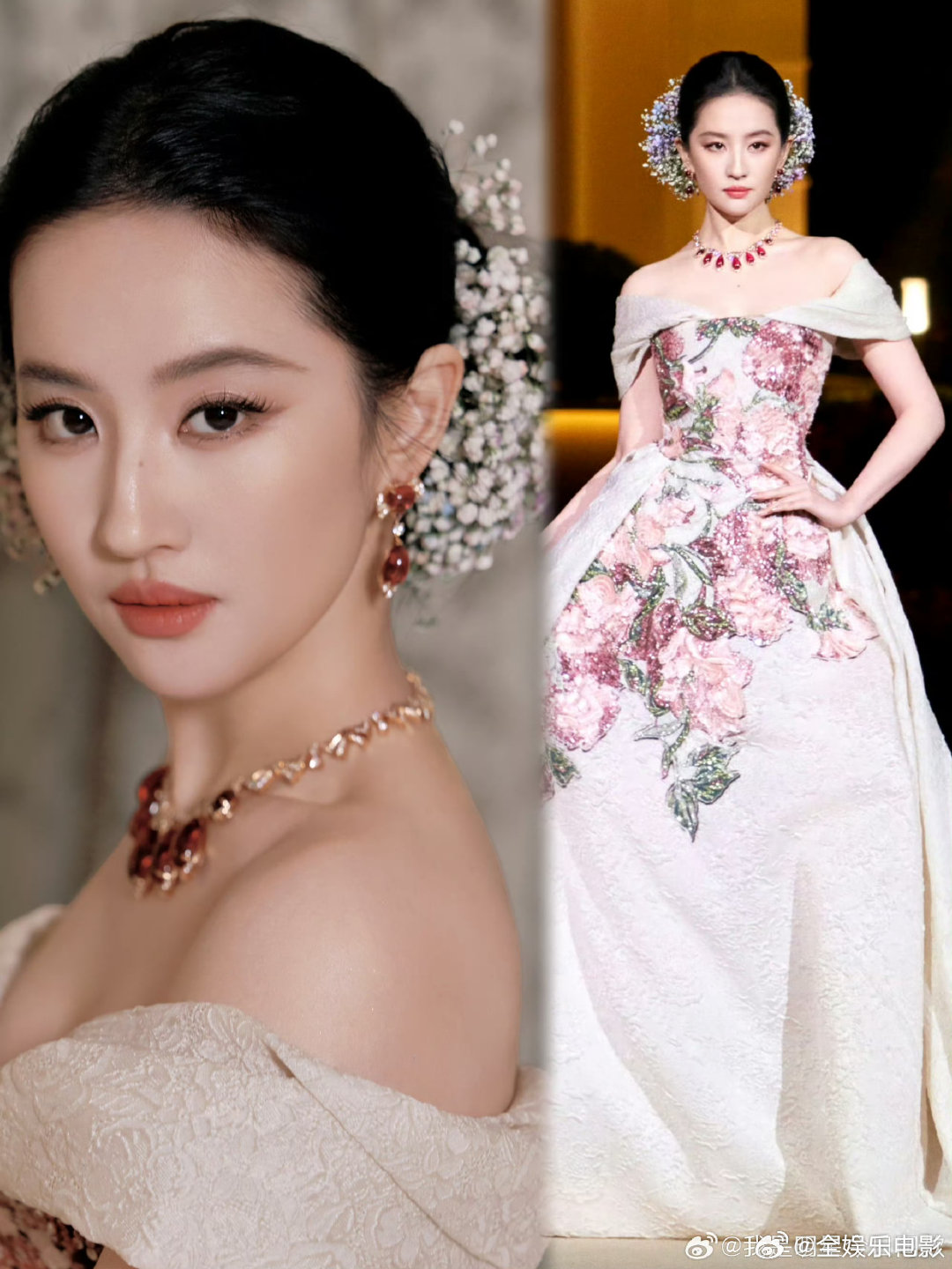 孟子义做了刘亦菲同款簪花造型孟子义刘亦菲同款簪花造型 刘亦菲满天星簪花造型真的太