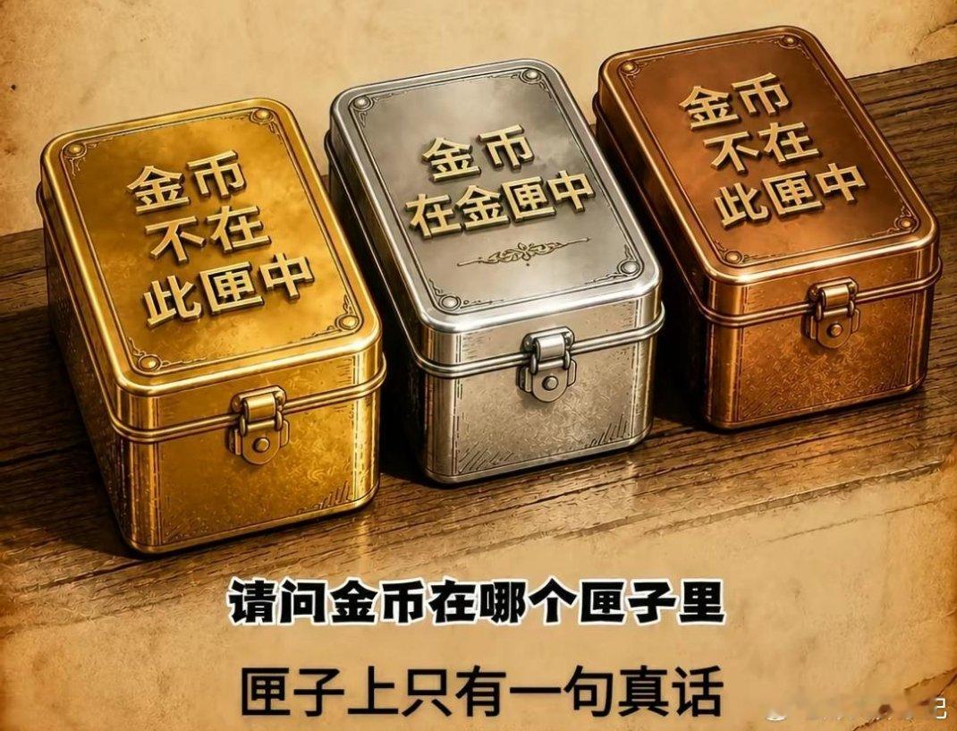 只有一句是真话，你能猜出来金币在哪个匣子里面吗？ 