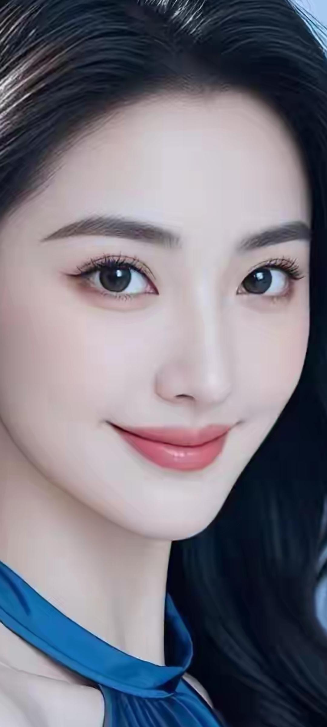 温柔甜美的微笑，蓝色礼服的优雅，完美无瑕的肌肤，散发着迷人的魅力。