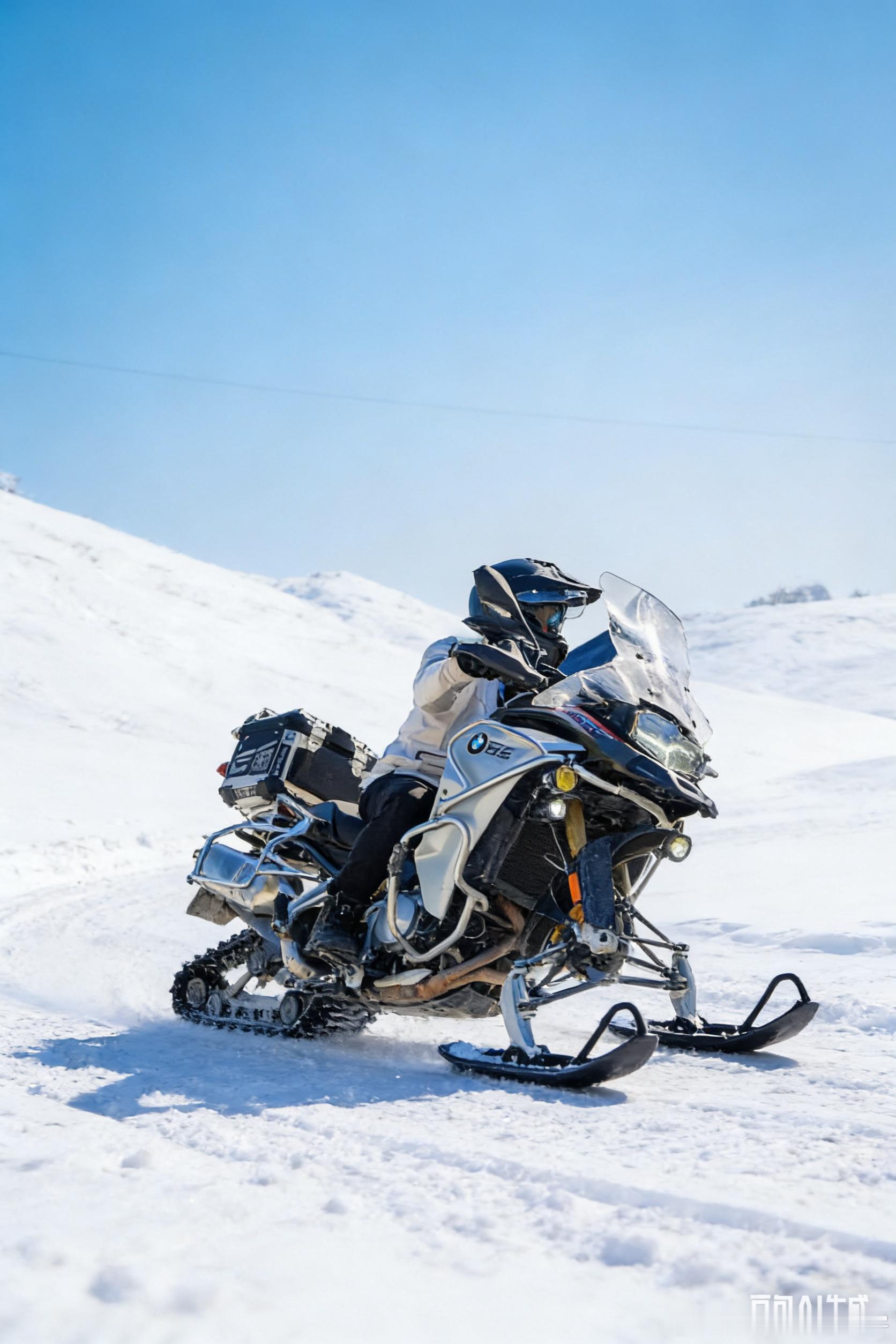 重磅！宝马开始造雪地摩托车了以后摩托车厂能不能出这种套件？把导向轮换成雪板，驱动