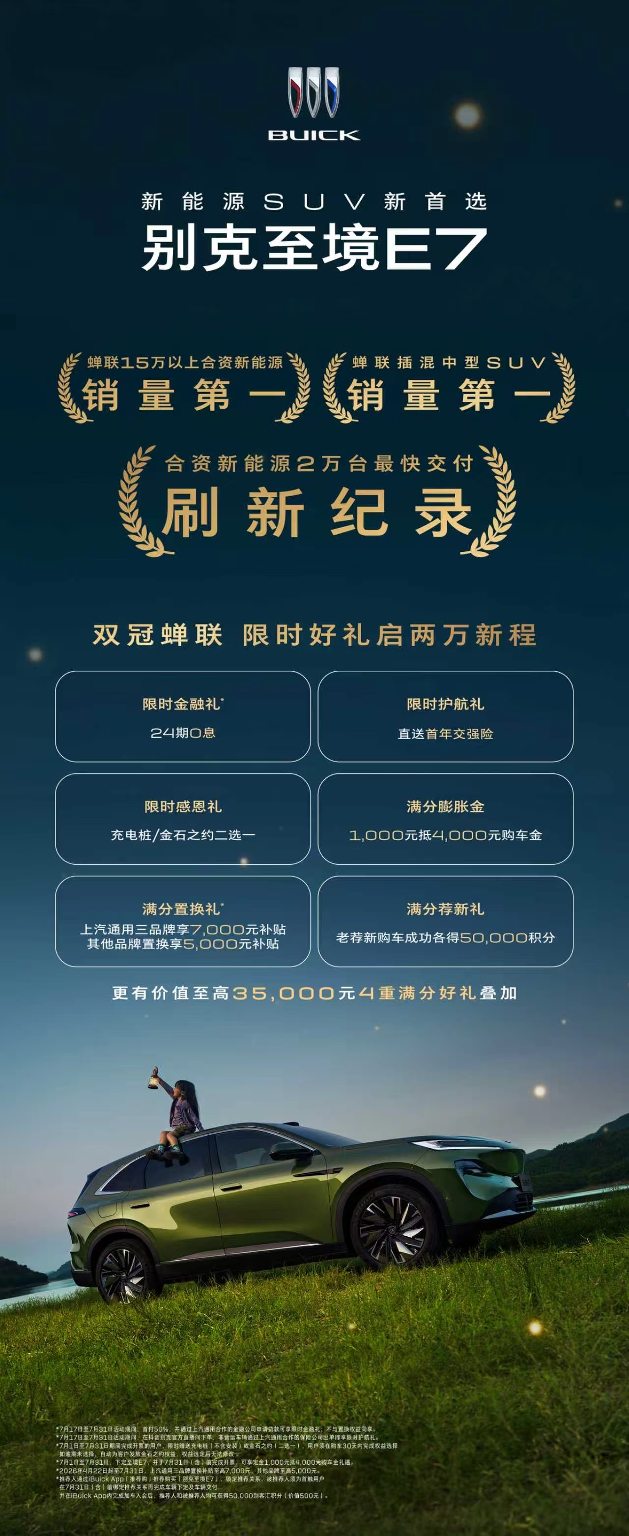 别克至境E7已经完成了2万台交付。刷新合资新能源最快交付纪录上市首月交付量突破1