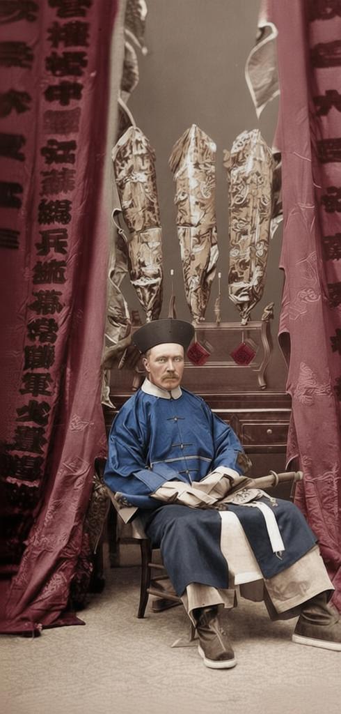 这张照片主人公是查尔斯·乔治·戈登，此时的他身兼“常胜军”统领与“江苏练兵统领”