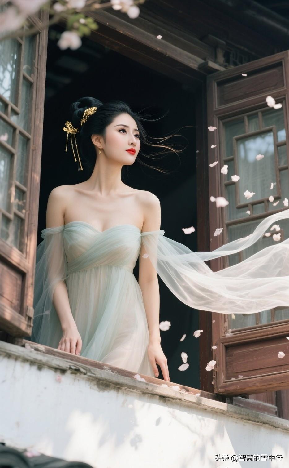 新中式清冷感穿搭✨ 江南女子的氛围感绝了
 
谁懂啊！浅青纱裙+鎏金发簪太戳我了