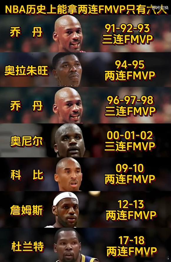 两连FMVP仅六人！乔丹的两次三连统治历史，无人能及！乔丹：1991-92-93