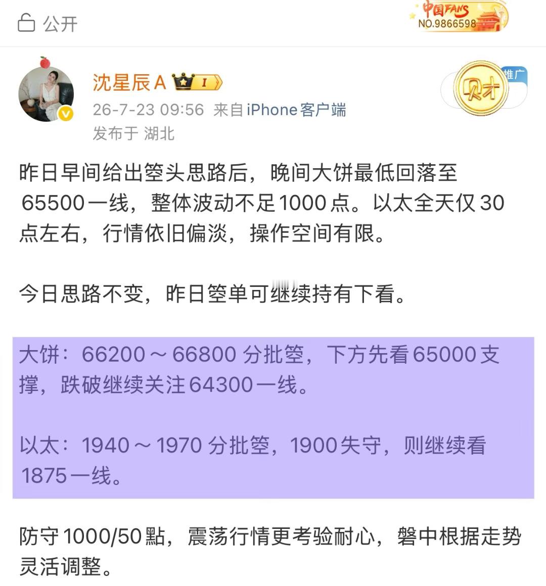65000破位，高箜继续持有下看64800-64300，以太同步比特币btc以太