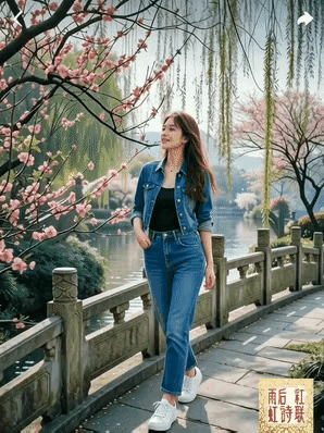 【春桥寻踪】
 作者/雨后彩虹
 风揉柳色满溪阴，
古栈栏边不见君。
江南纵有千