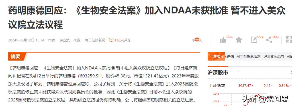 美国制裁没有通过
6月11日，美国众议院有关NDAA法案举会议行，网站显示关于H