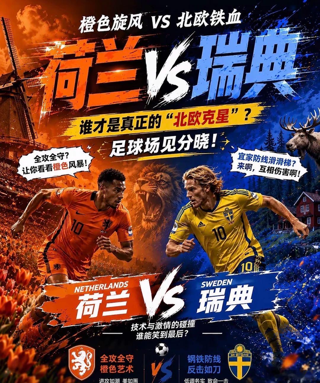 瑞典双锋挑战范戴克＋范德文“英超级防线”⚽️033：世界杯场次：荷兰vs瑞典 开